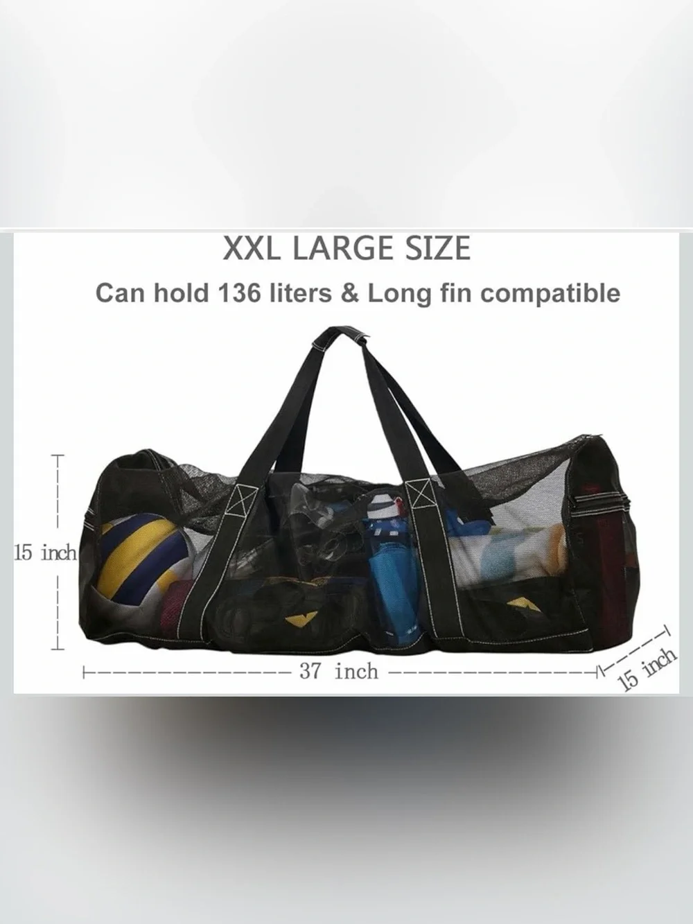 Bulex Mesh Dive Bag Black Beach Duffel Bag XXL